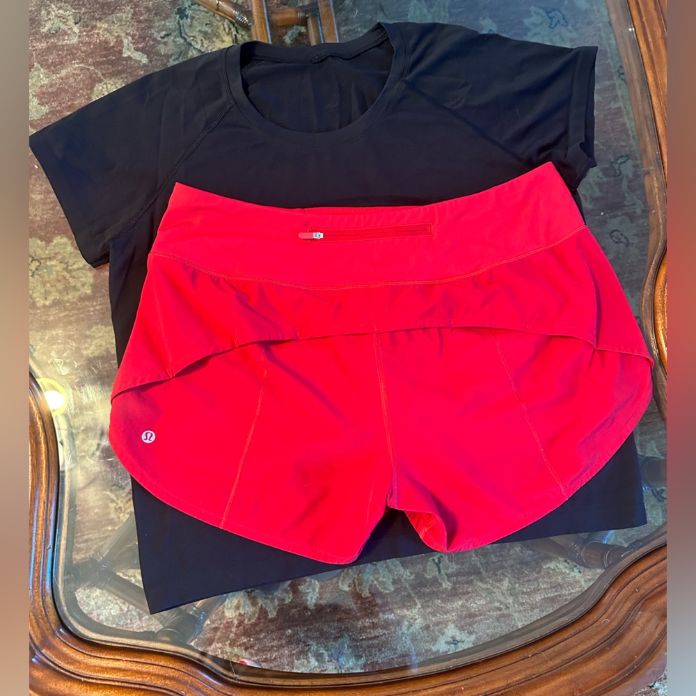 Lululemon deep red 4 inch speed ups shorts